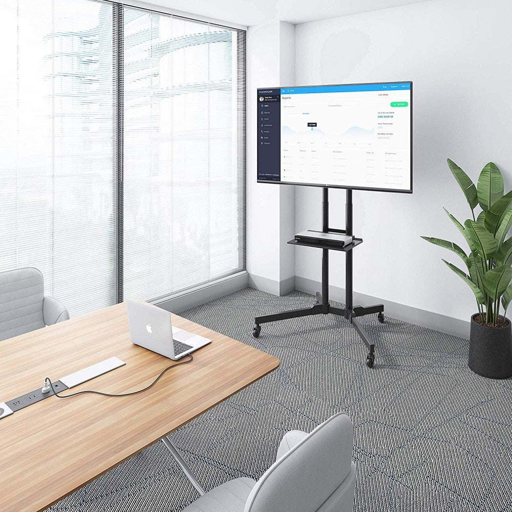 "Techly ICA-TR6 Support TV mobile 30-65"" jusqu'a 60kg étagere AV réglable"