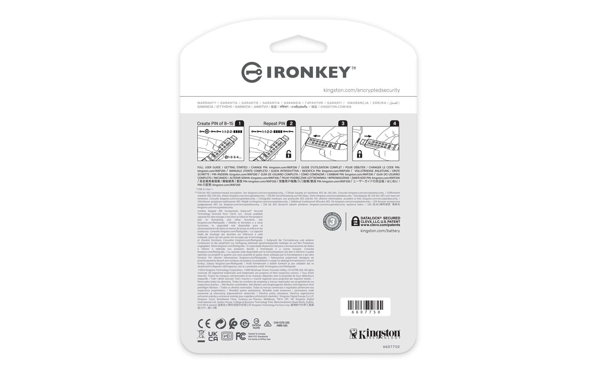 KINGSTON 256Go IronKey Keypad 200 FIPS 140-3 Lvl 3 Pending AES-256 Encrypted