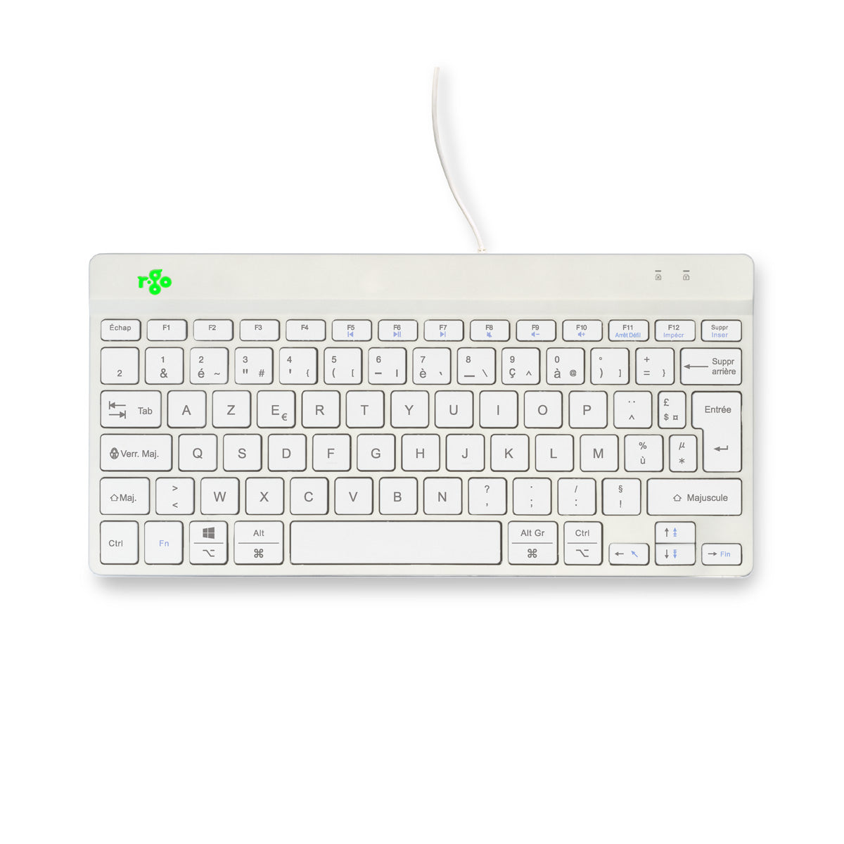 R-GO TOOLS Clavier ergo Compact Break, filaire blanc/argent