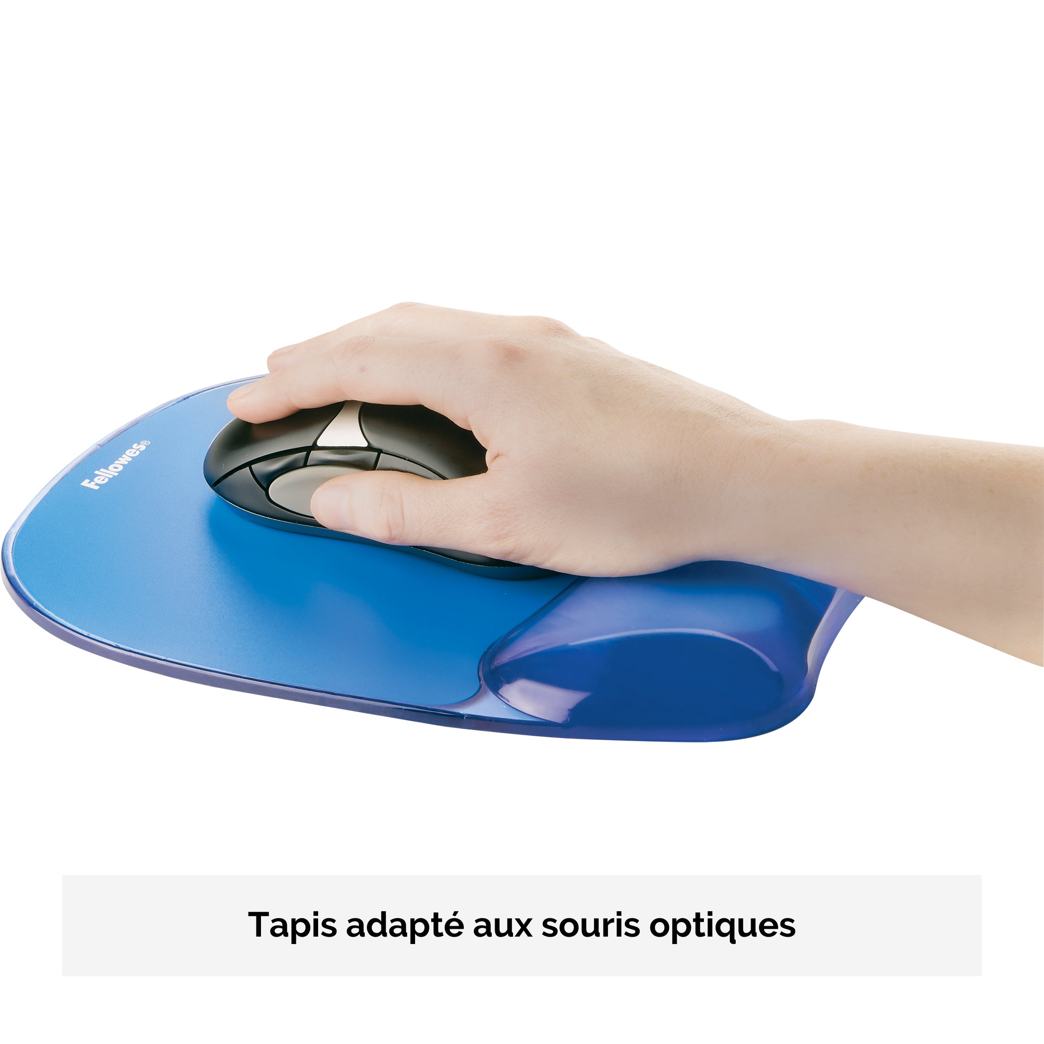 FELLOWES Tapis de souris - Repose-poignet Gel Crystal™ Bleu