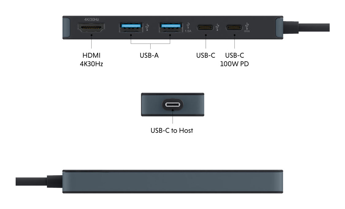 HyperDrive Flex 5 Port USB-C Hub Black