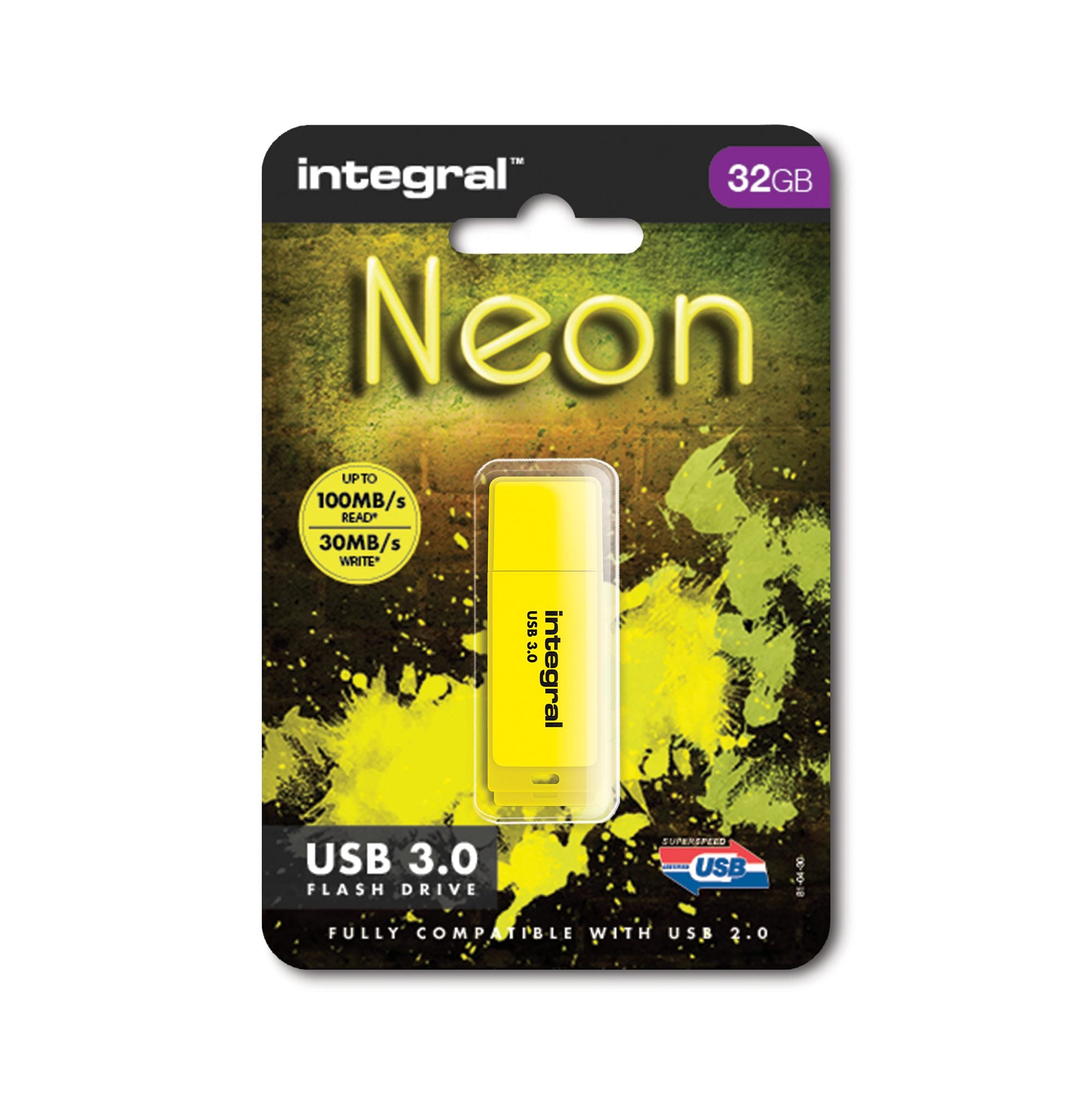 CLE USB 3.0 NEON JAUNE 32GB 10MB/s en e