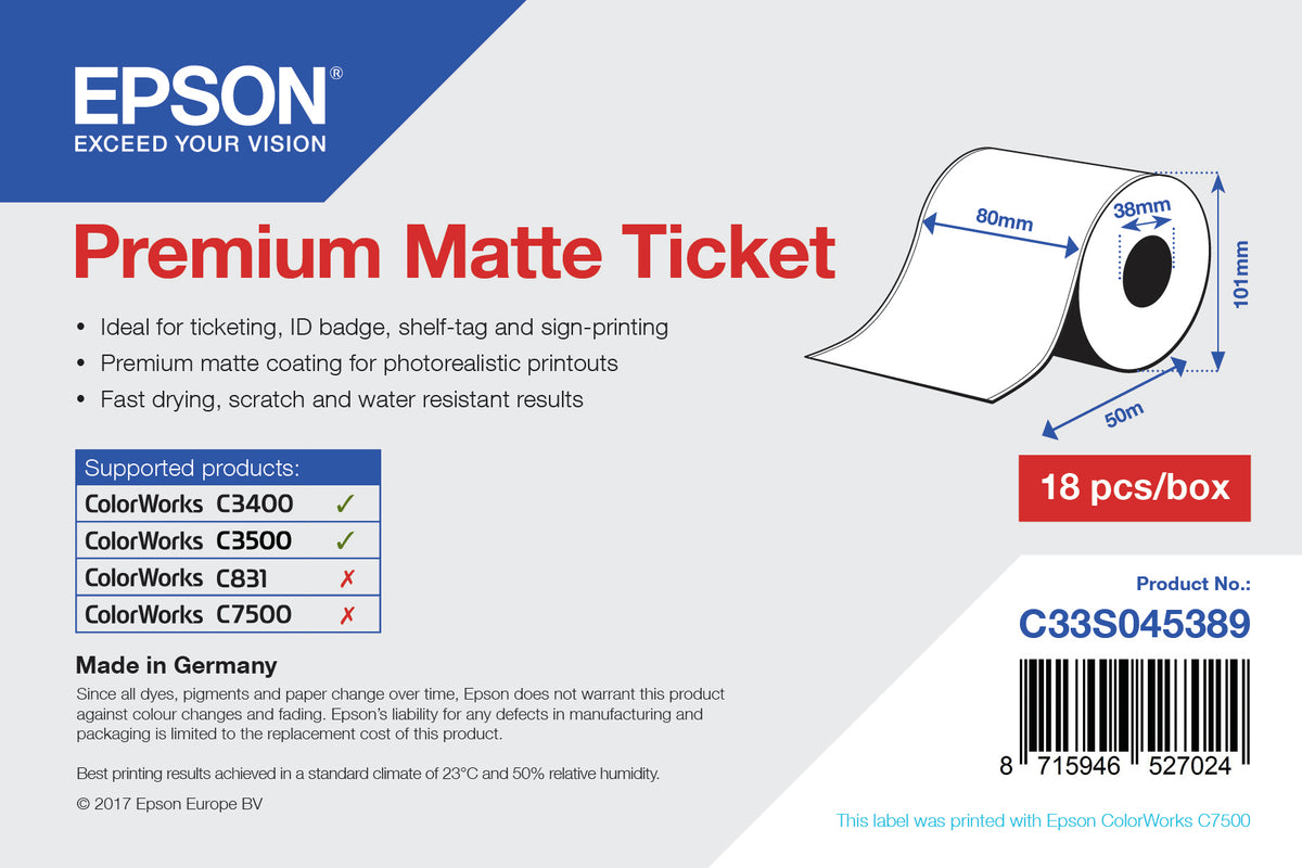 Epson Premium, 80mm x 50m, 107 g/m2
