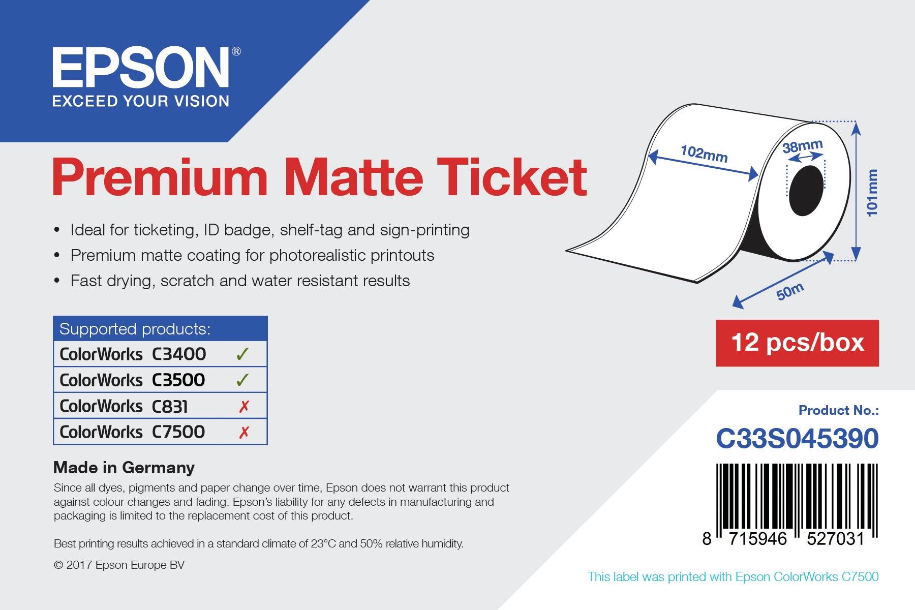 Epson Premium, 102mm x 50m, 107 g/m2