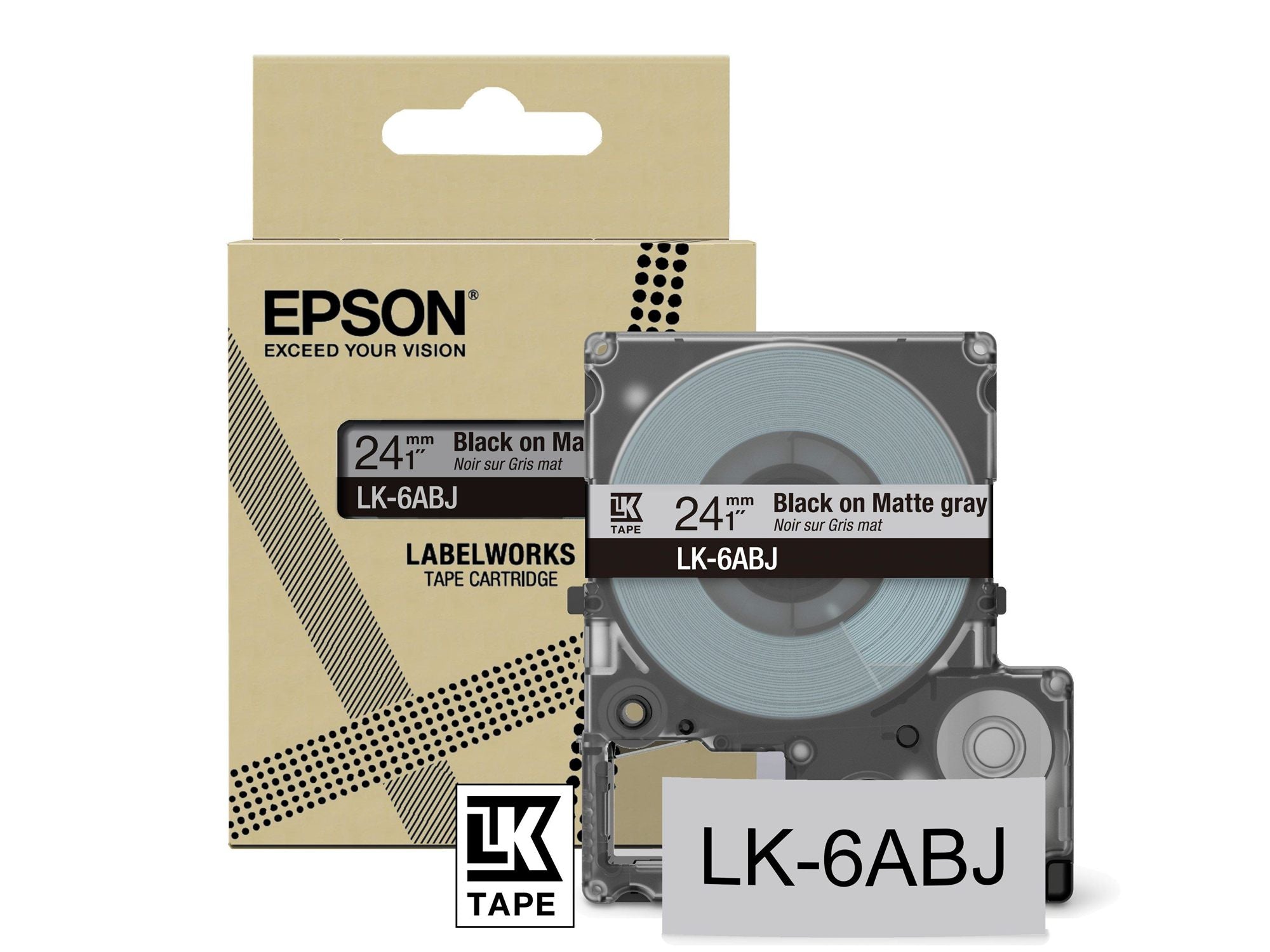 EPSON Matte Tape Grey/Black 24mm 8m LK-6ABJ