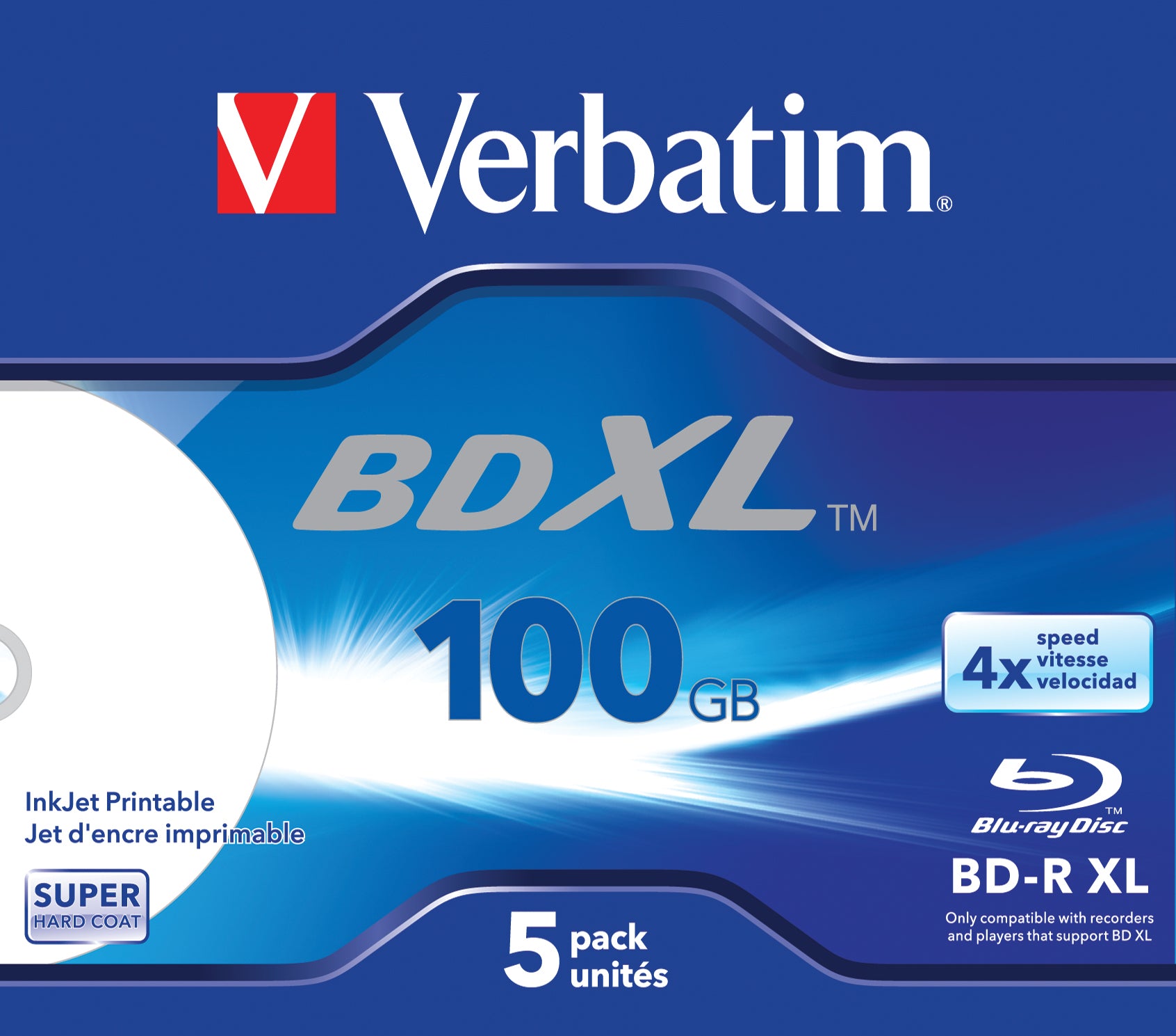 BD-R XL 100GB 4X WideWhite Inkjet Pr.5pk