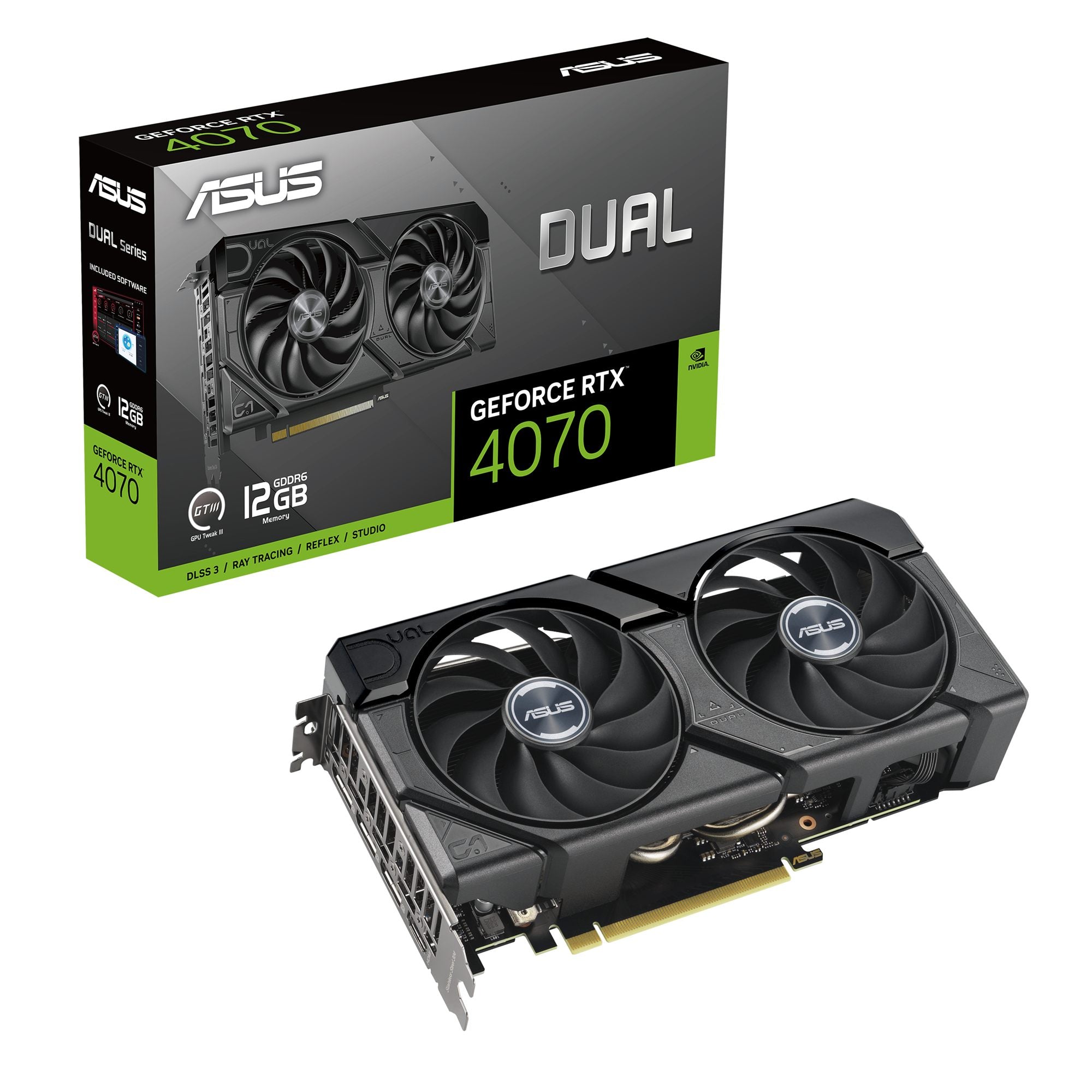 ASUS Dual GeForce RTX 4070 EVO 12Go GDDR6X PCIe 4.0 HDMI 2.1a DisplayPort 1.4a