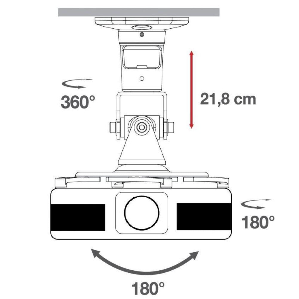 Support de projecteur au plafond rotatif noir Techly ICA-PM 100BK 22cm