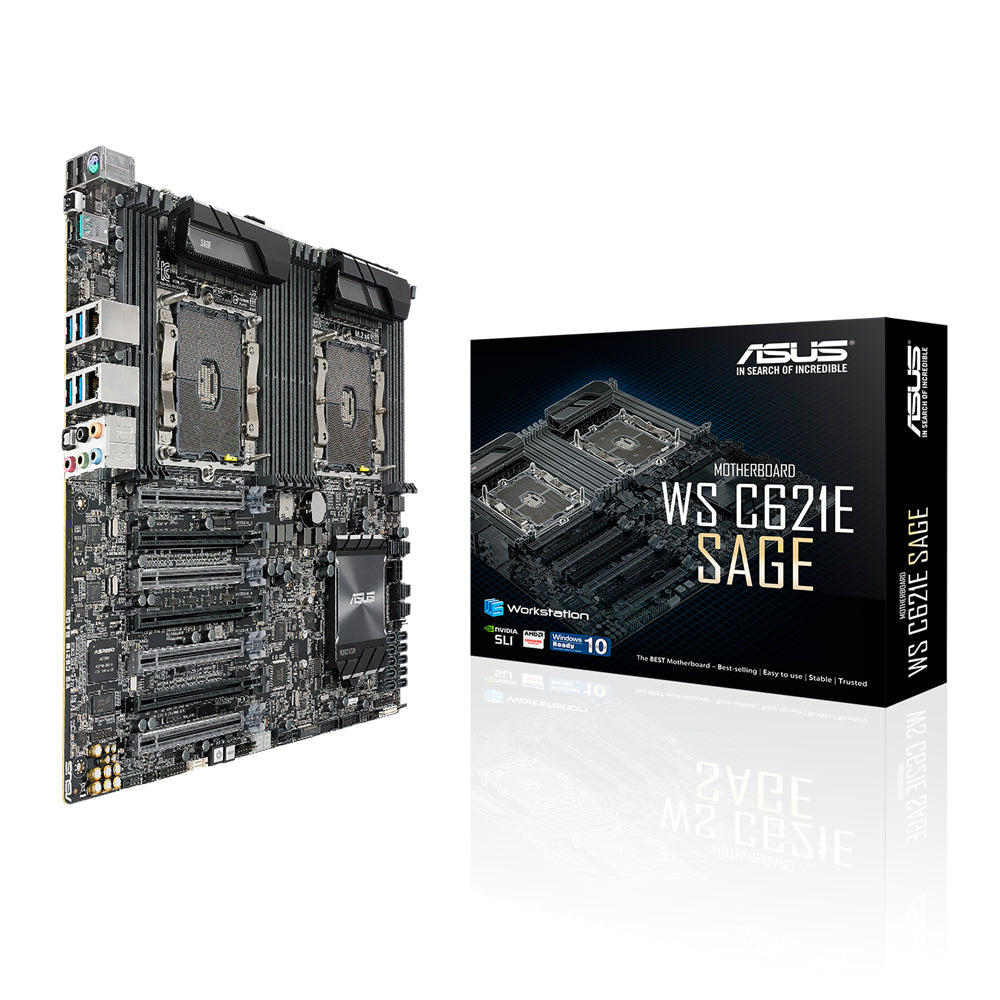 ASUS WS C621E SAGE LGA 3647 microATX business motherboard with Intel vPro support and enhanced security