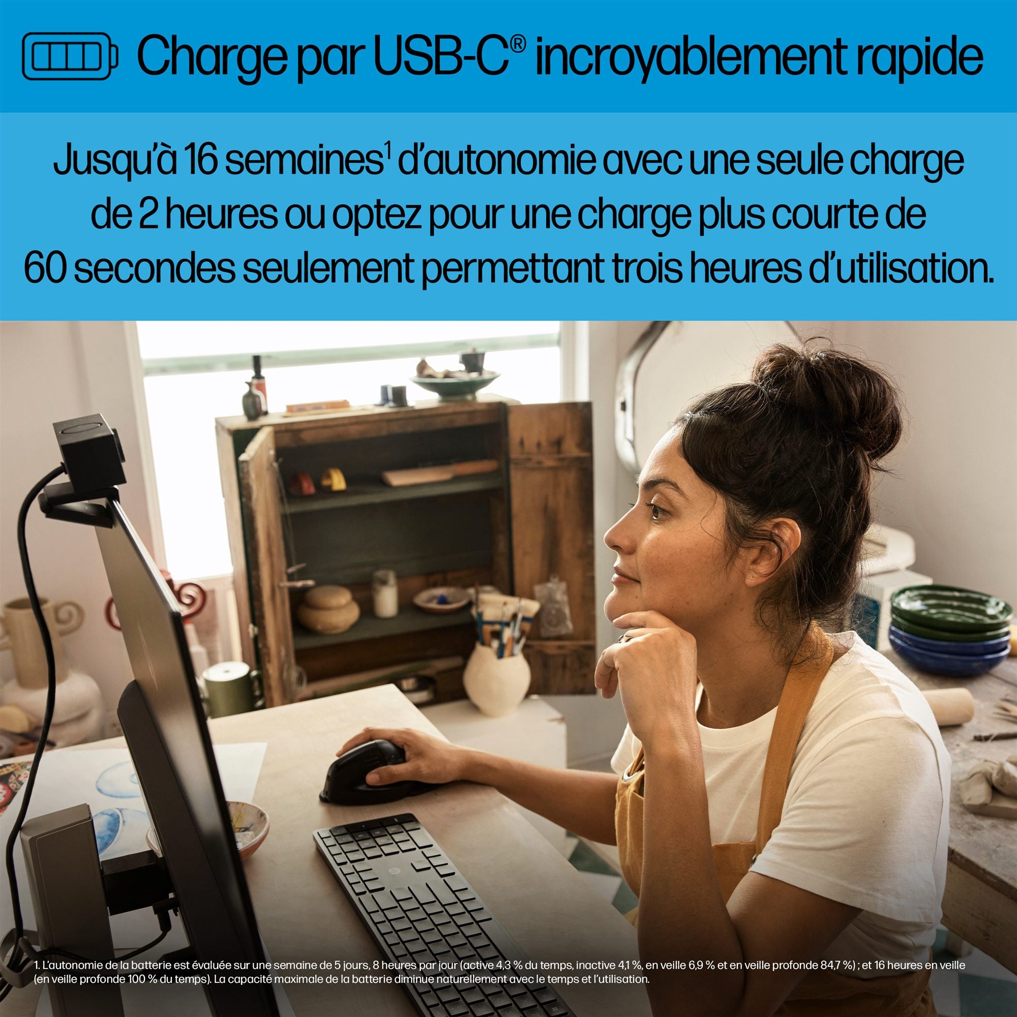 Souris sans fil HP 925 Ergonomique Verticale - récepteur USB + Bluetooth noir (6H1A5AA)