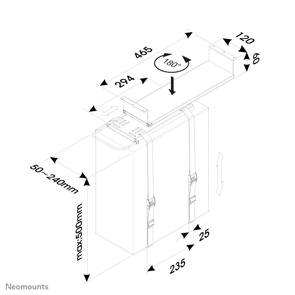 CPU/PC Holder h:0-55 cm width PC: 5-24cm