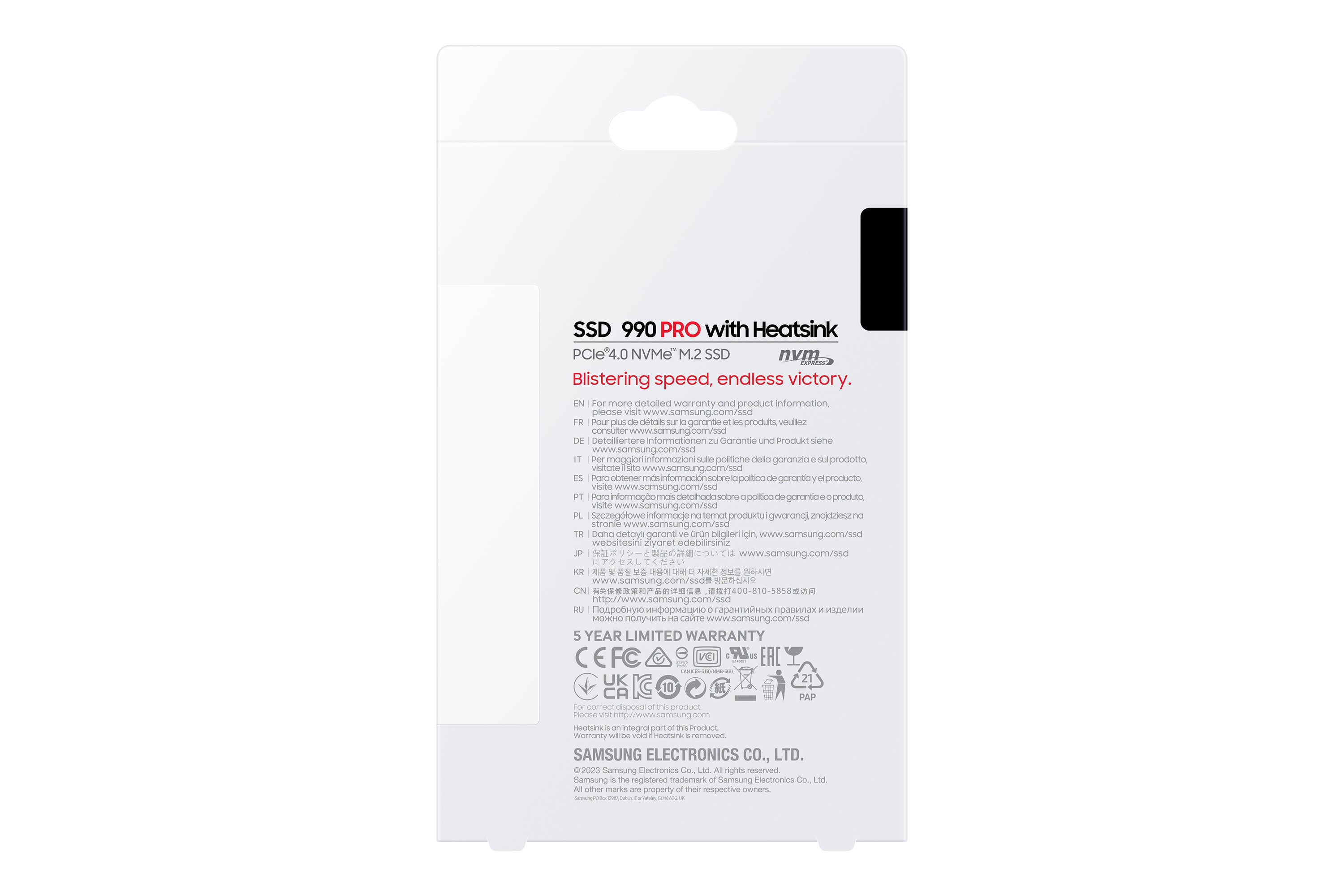 Samsung MZ-V9P4T0GW 4 To 990 Pro M2 SSD 7450 Mo/s Lecture 6900 Mo/s Écriture