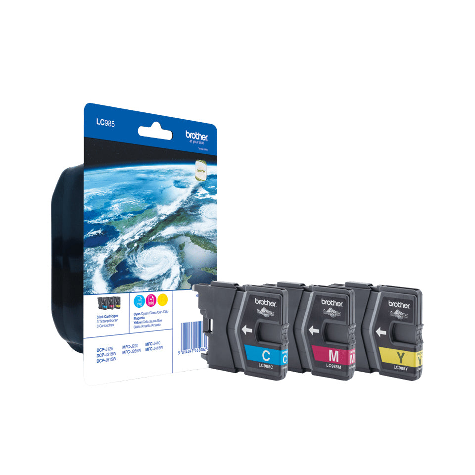 BROTHER LC-985 cartouche d encre cyan, magenta et jaune capacité standard 3 x 260 pages 3-pack blister sans alarme