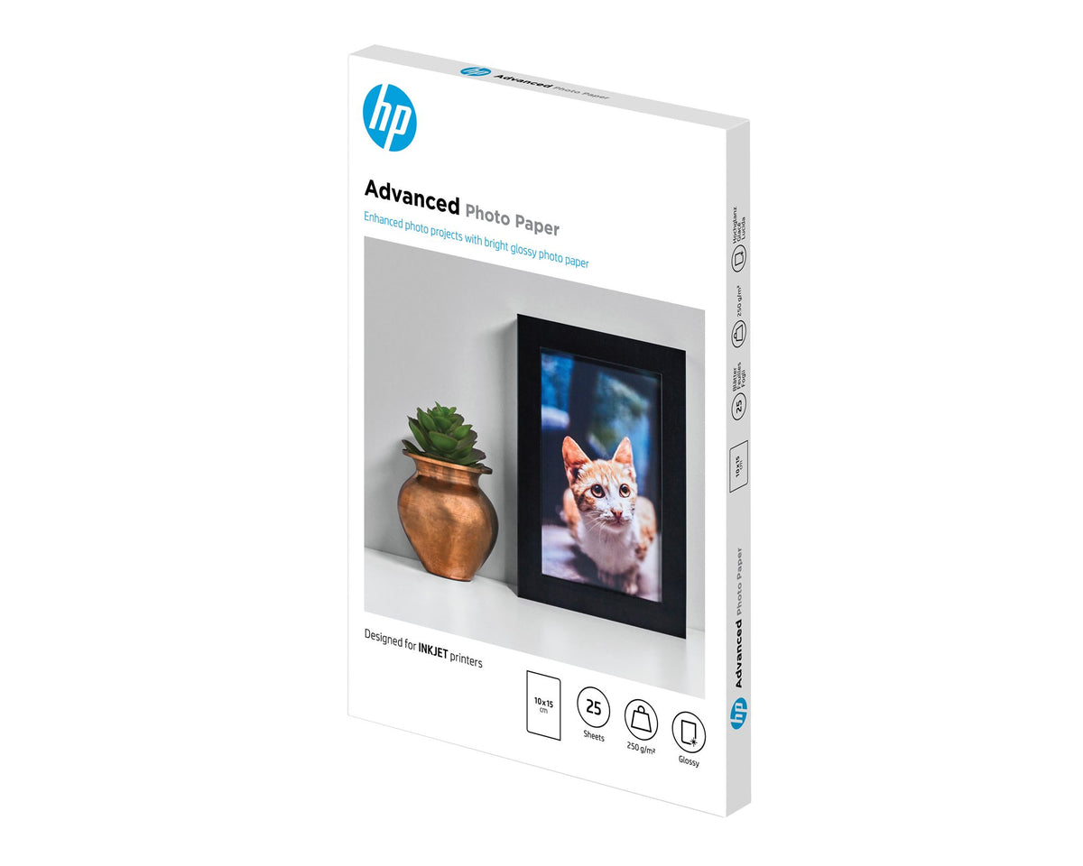 HP original Q8691A Advanced glossy photo paper Ink cartridge 250g/m2 100x150mm 25 sheets 1-pack borderless