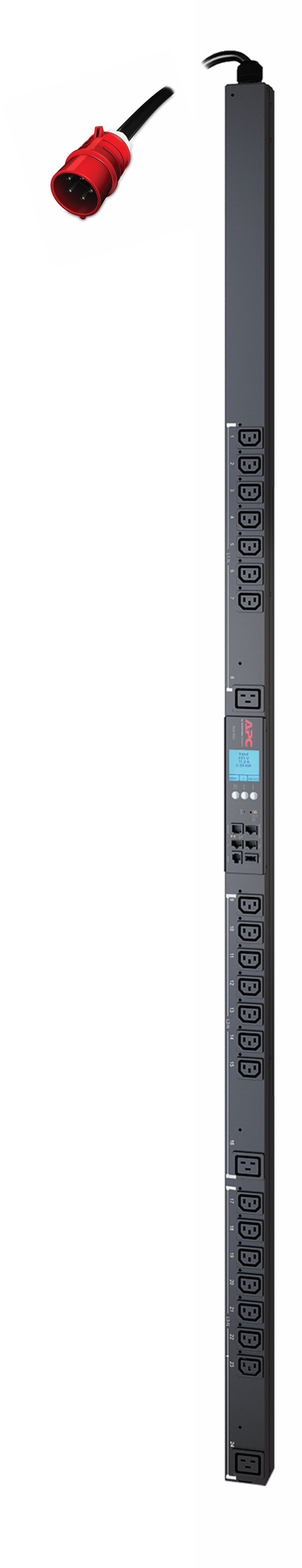 APC Metered-by-Outlet with Switching Rack PDU ZeroU 2G Rack AC 400V 11 kW 3-phase Ethernet 10/100 oc 24 0U 1.8m cord BK
