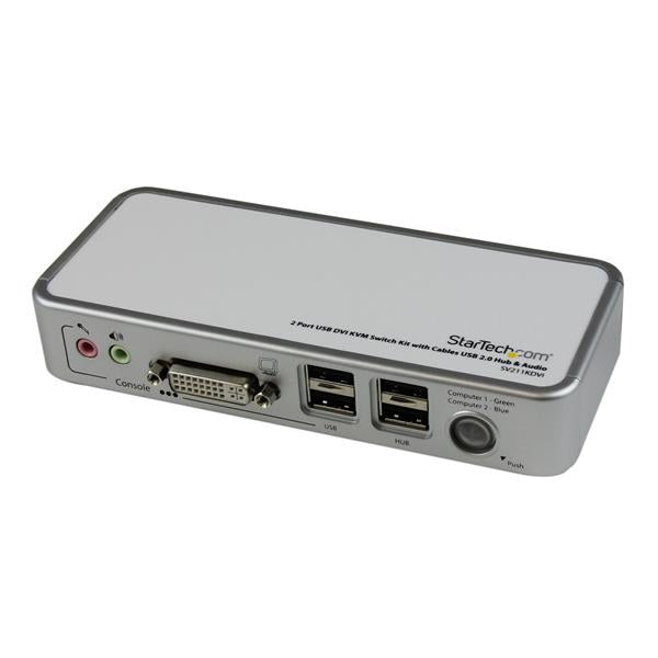 2 Port USB DVI KVM Switch Kit w/Cables