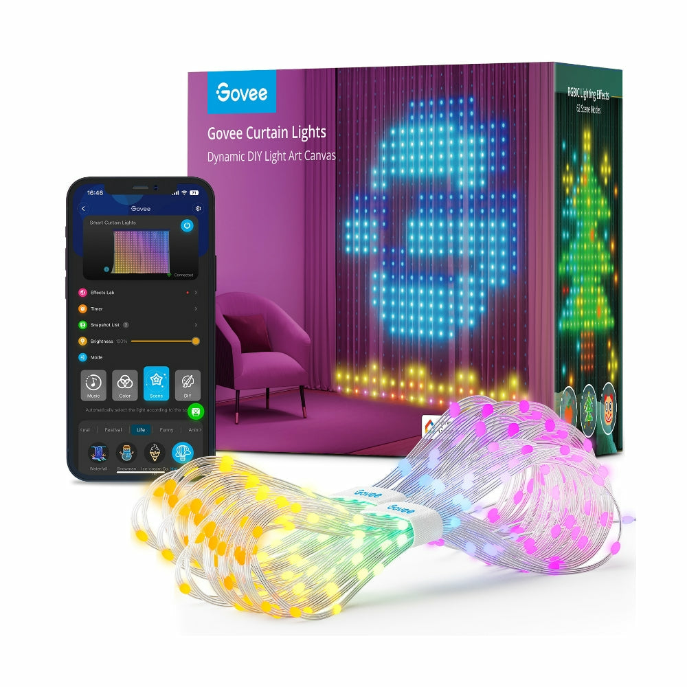 Govee H70B1 Curtain Light | Rideau, lumiere LED | Wi-Fi, Bluetooth, RGBIC, IP65