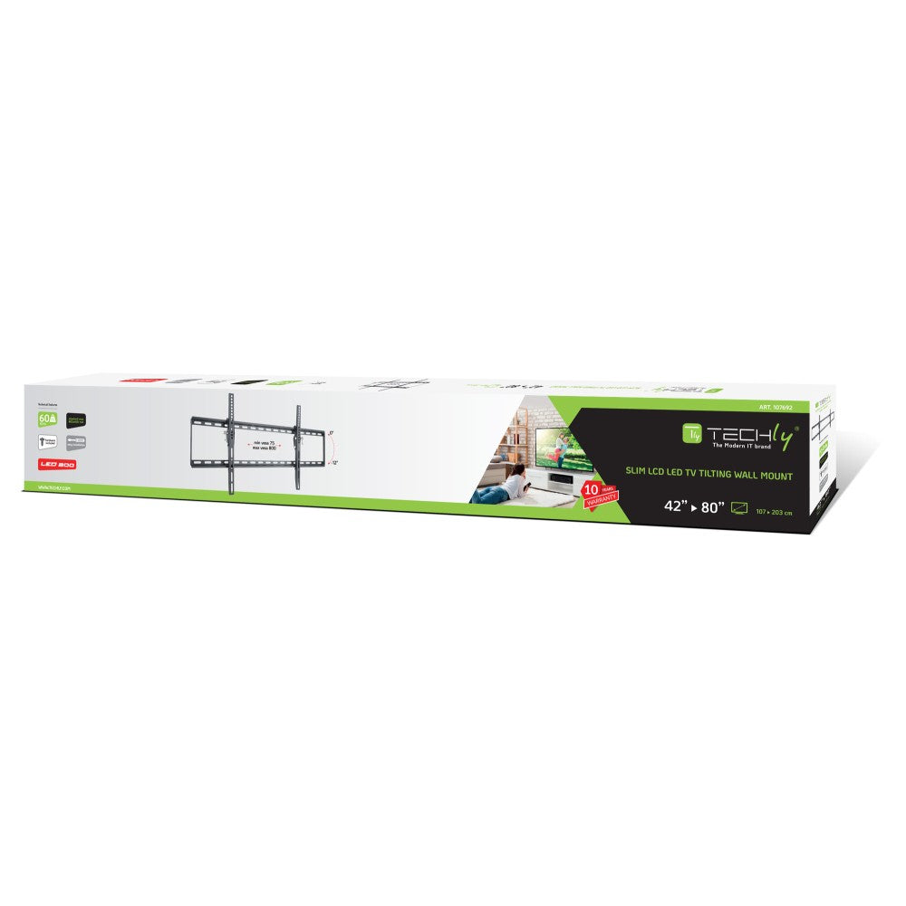 "Techly ICA-PLB 161XL Support mural pour TV 42-80"" LED/LCD 60kg inclinable slim 36mm"