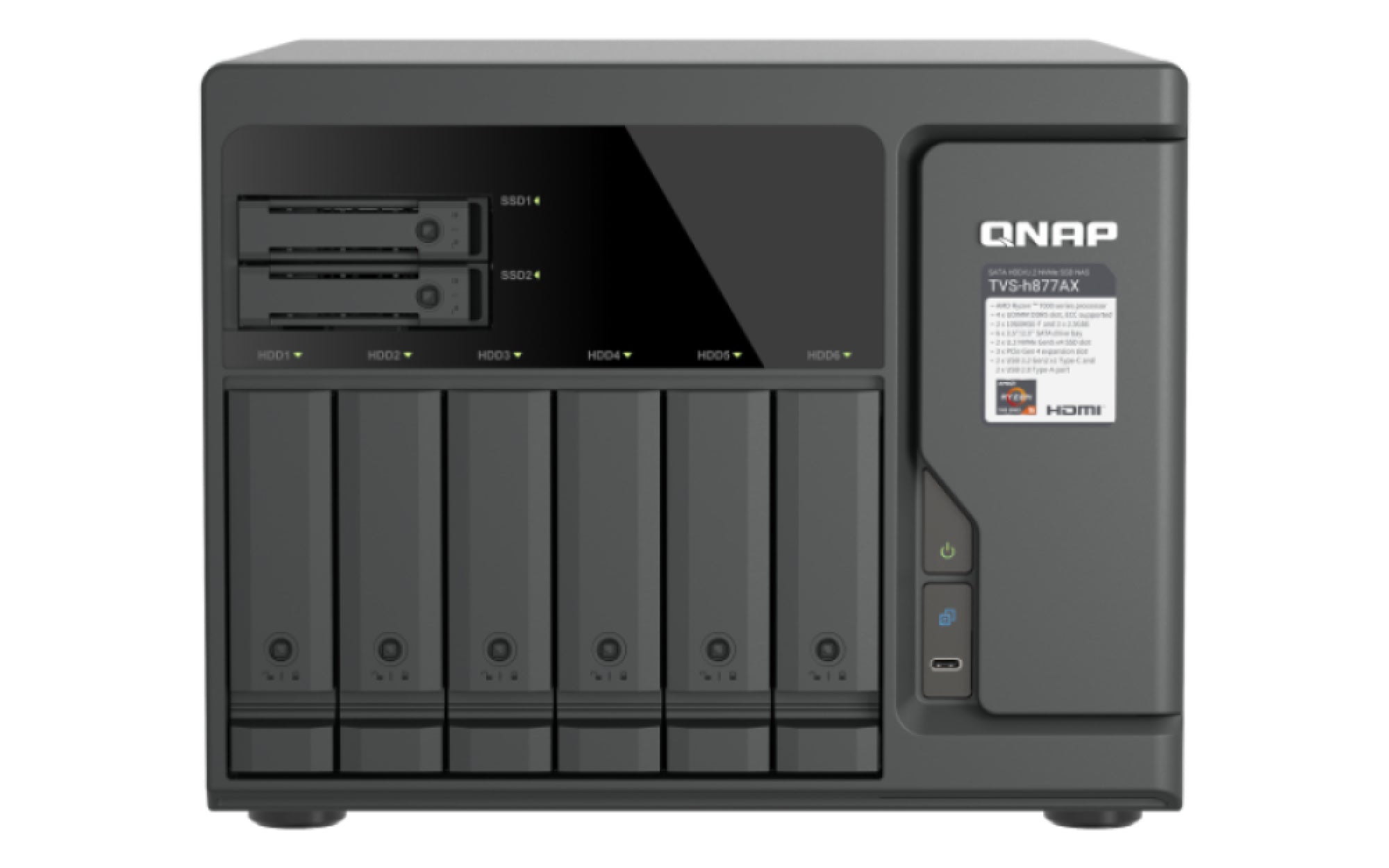 8-Bay QuTS hero NAS 6 x 3.5" SATA+2