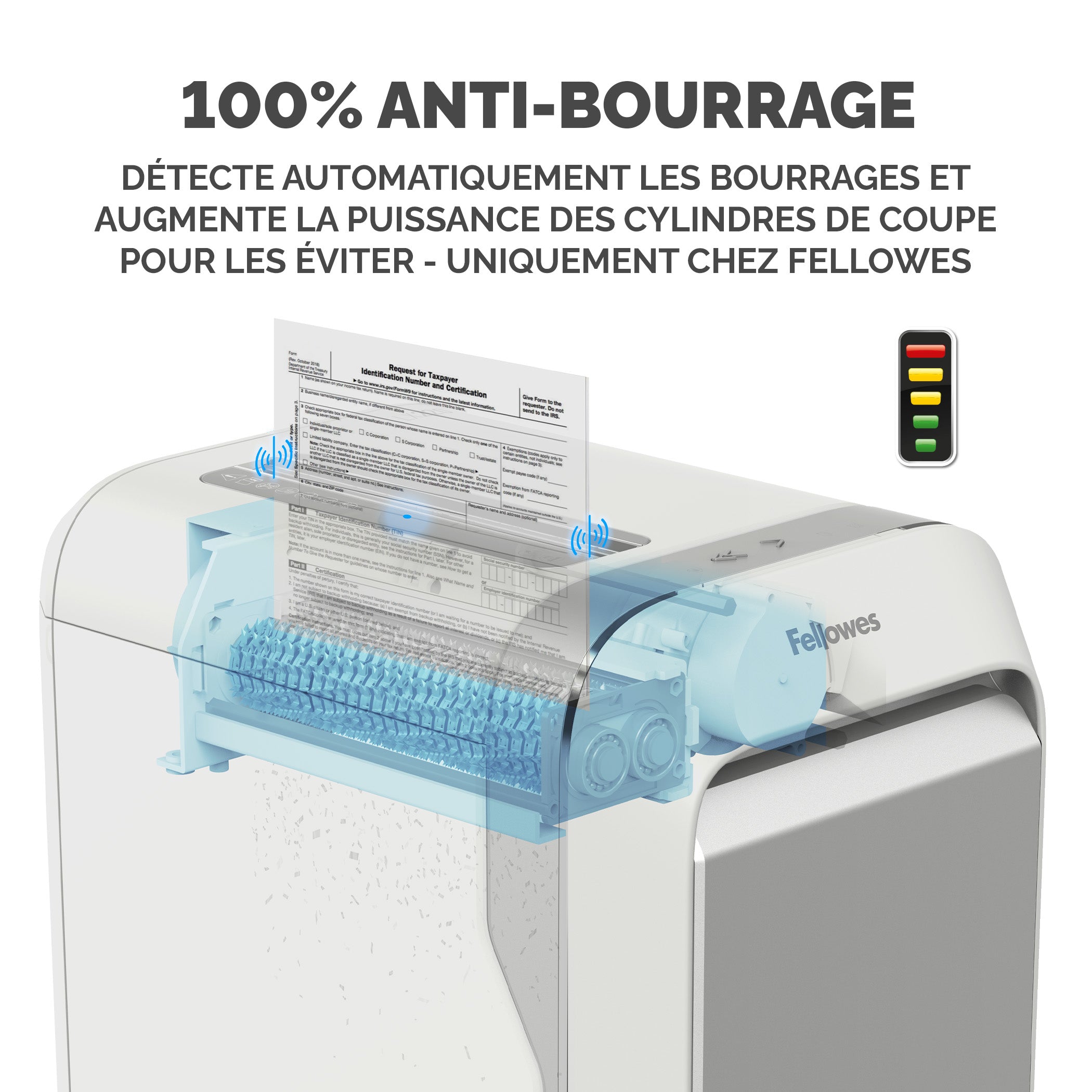 FELLOWES DESTRUCTEUR MICROSHRED LX221 BLANC COUPE MICROPARTICULES 230V EU/UK