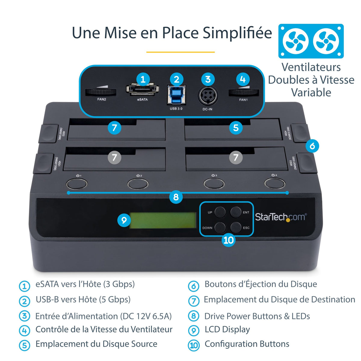 USB 3 eSATA SATA 1:3 HDD Duplicator Dock