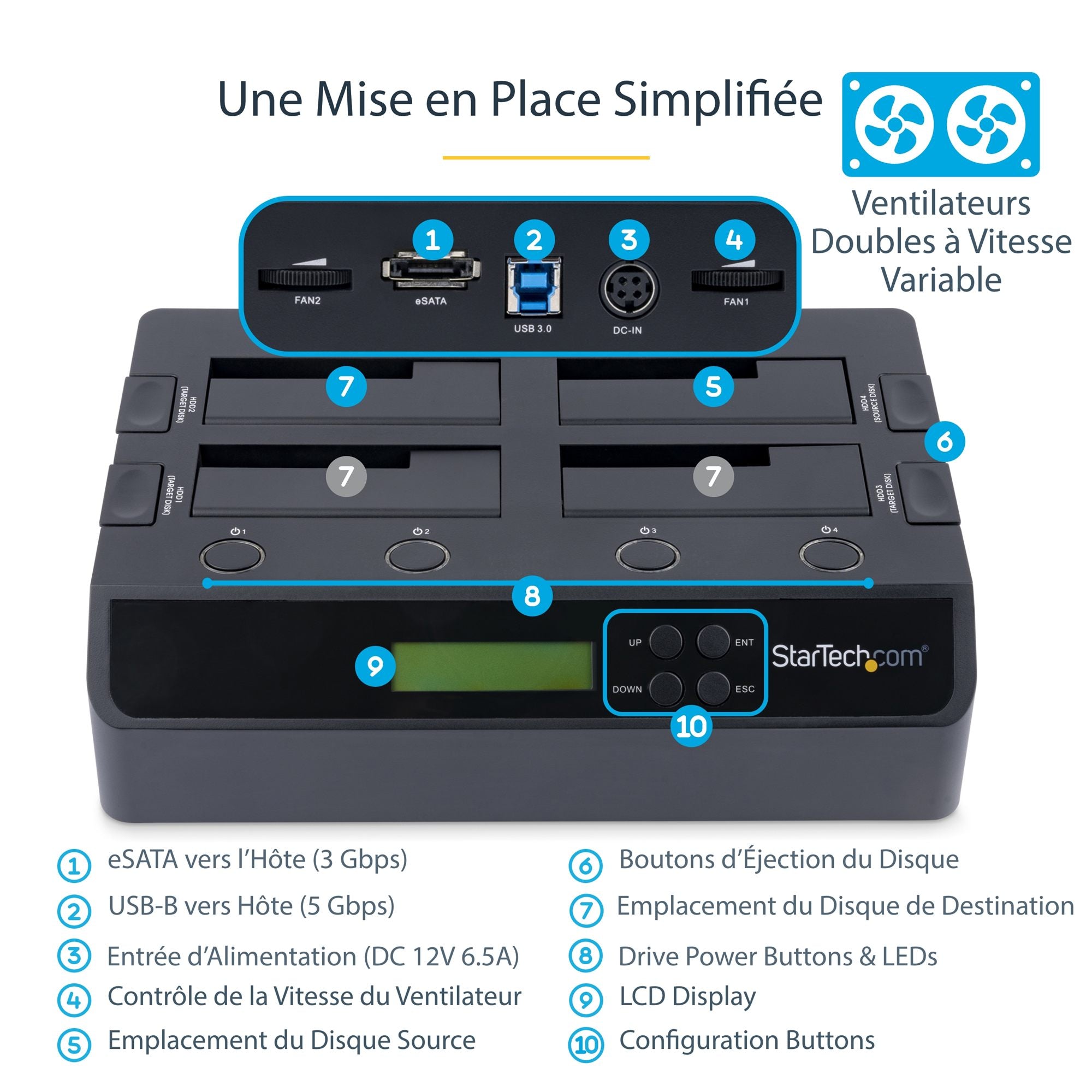 USB 3 eSATA SATA 1:3 HDD Duplicator Dock