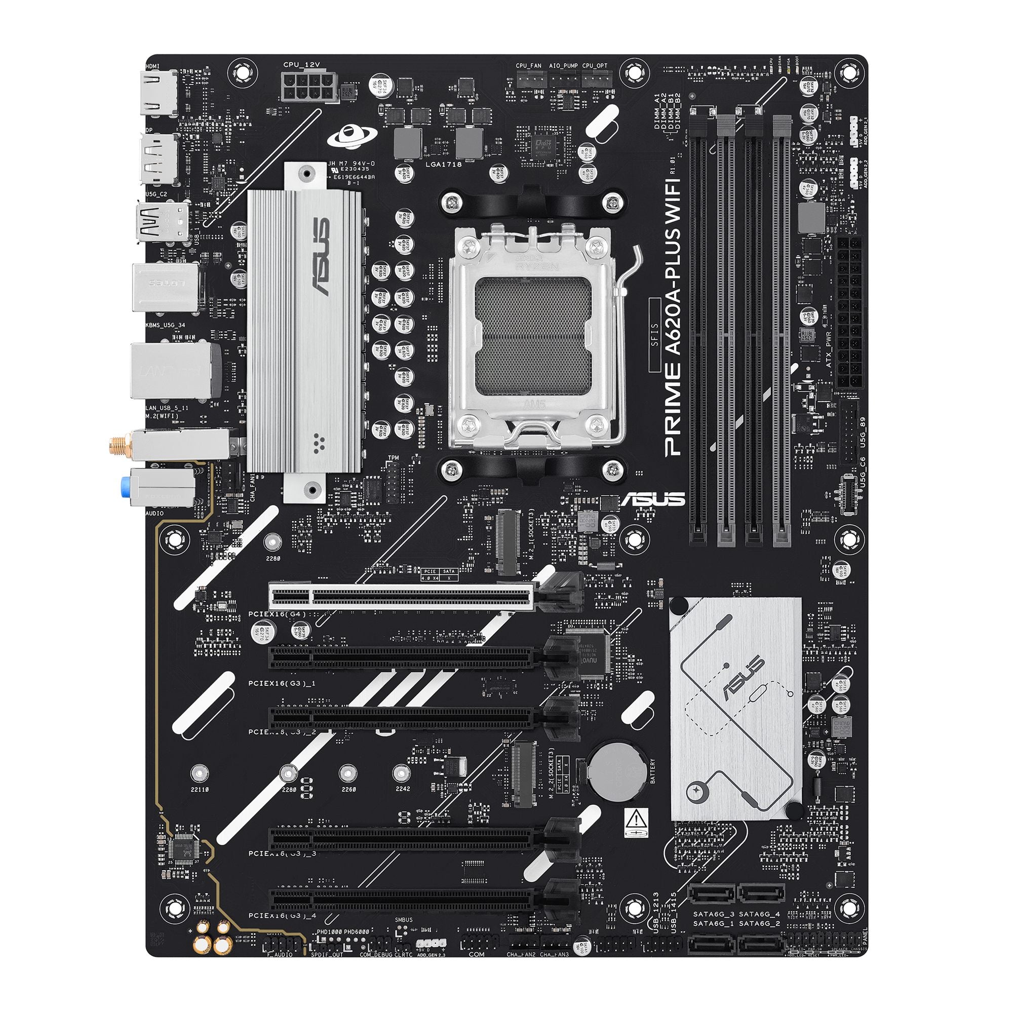 ASUS PRIME A620A-PLUS WIFI ATX motherboard 4xDDR5 1xPCIe 4.0 2xM.2 1xHDMI 1xDisplayPort 4xSATA
