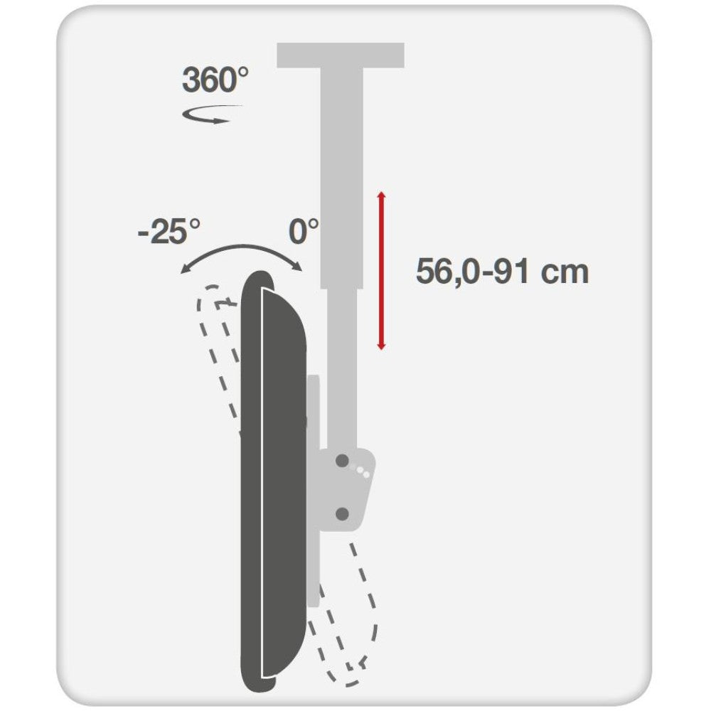 "Techly ICA-CPLB 946S Support de plafond pour TV 37-70"" LED/LCD 50kg réglable"