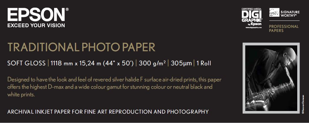 EPSON S045056 Traditional photo  papier 330g/m2 1118mm x 15m 1 rouleau pack de 1 1118mm x 15m