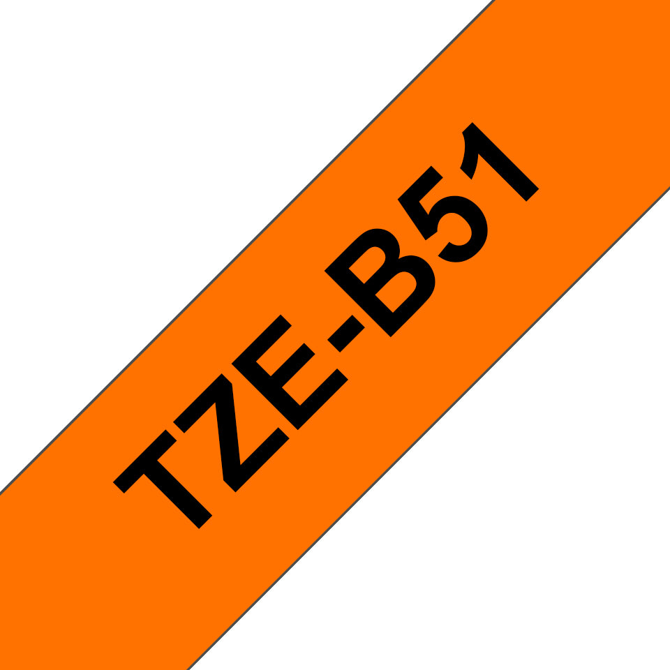 BROTHER P-TOUCH TZE-B51 noir sur neon orange 24mm