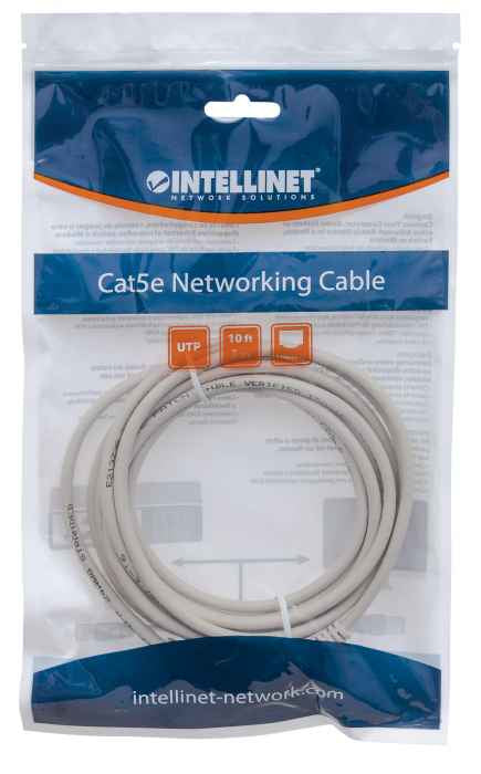 Intellinet Cat5e, 3m câble de réseau Gris U/UTP (UTP)