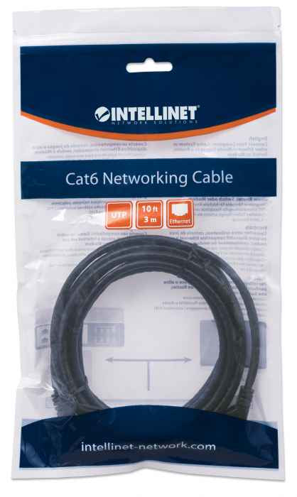 Intellinet 3m Cat6 câble de réseau Noir U/UTP (UTP)