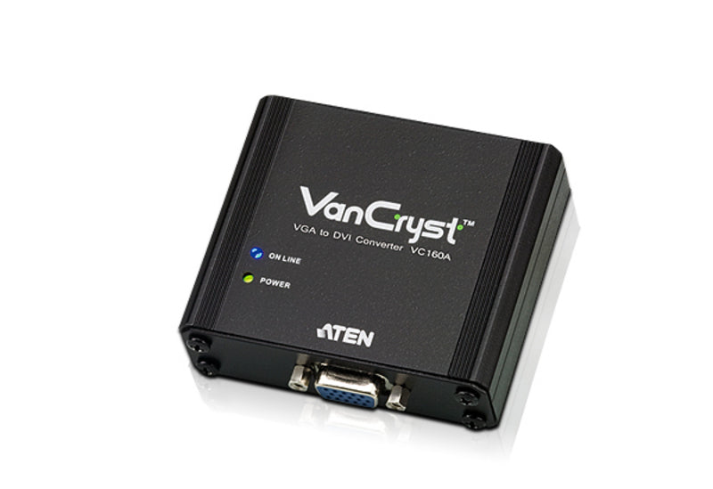 ATEN Convertisseur VGA-DVI - Noir - Métal - 1920 x 1200 pixels - 1920 x 1200 pixels - 165 MHz - VGA (D-Sub)