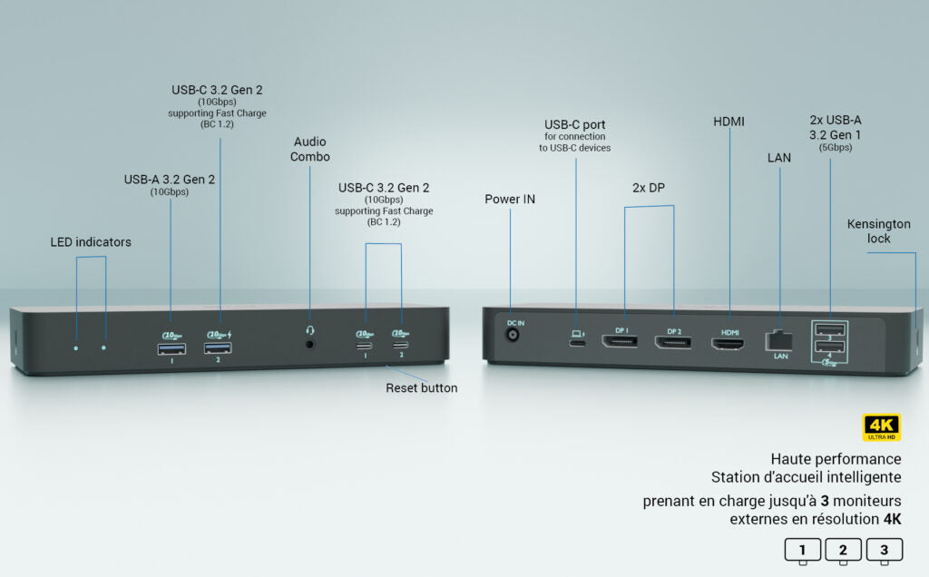I-TEC USB-C Intelligent Triple Display Docking Station 1xHDMI 2xDP 1xGLAN 2xUSB-C Gen2 2xUSB-A Gen2 2xUSB-A Gen1 1xAudio/Mic PD 100W
