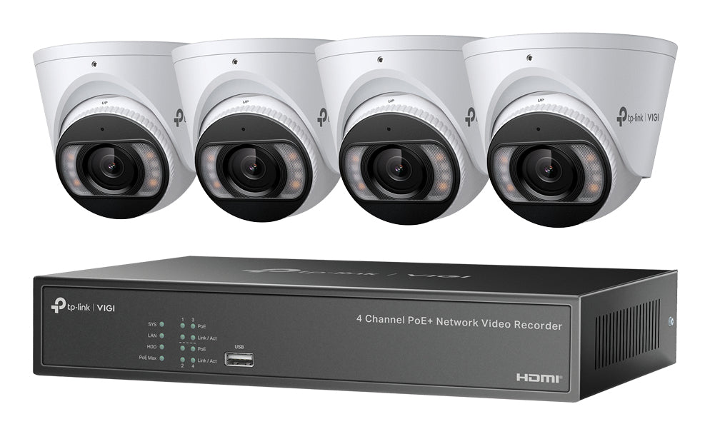 TP-LINK VIGI 4MP Full-Color Turret IPC and 4 Channel PoE+ NVR KIT