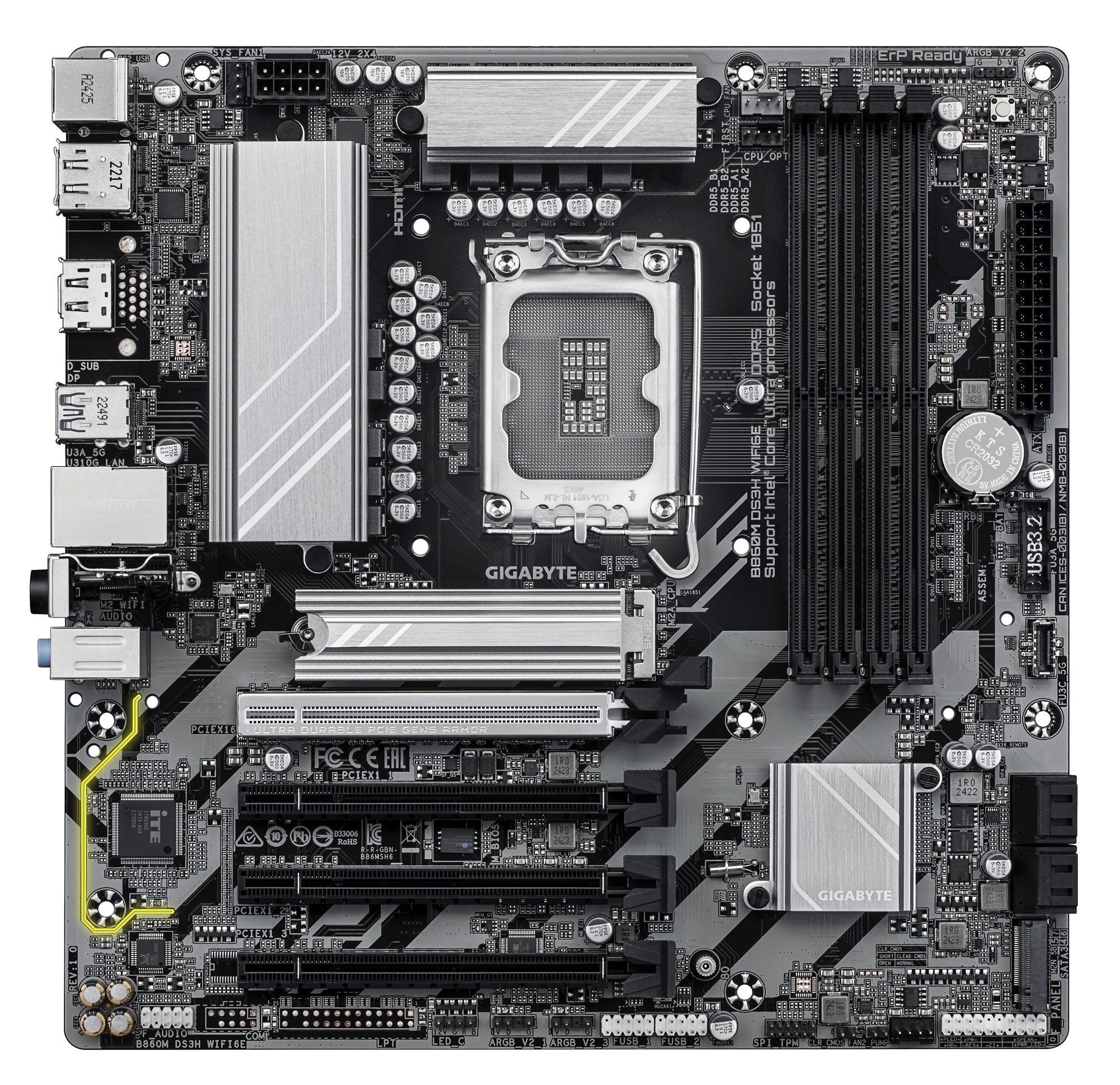 GIGABYTE B860M DS3H WIFI6E carte mere Intel B860 LGA 1851 (Socket V1) micro ATX