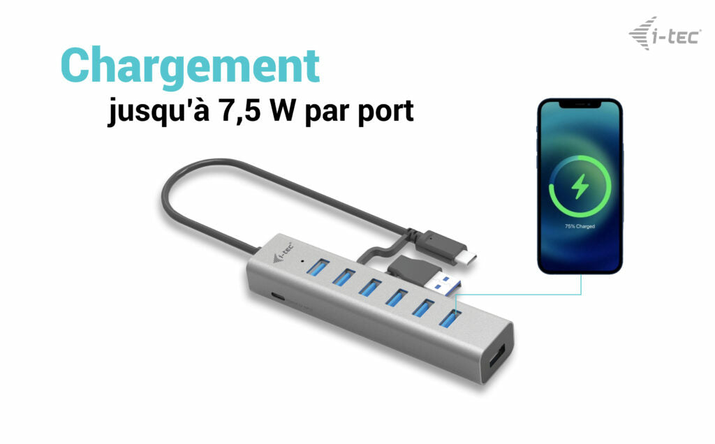 I-TEC USB-C Charging Metal HUB 7 Port without power adapter