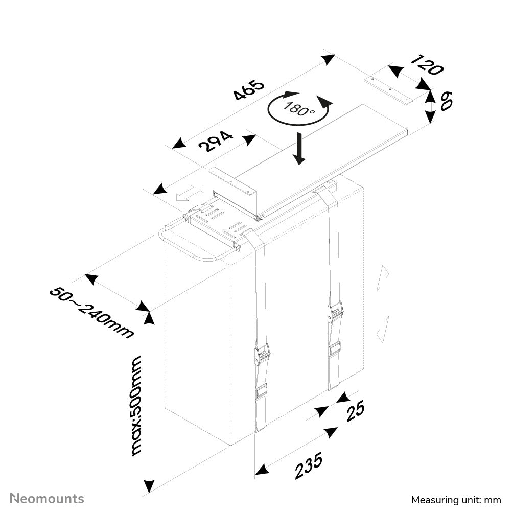 CPU/PC Holder h:0-55cm width PC:5-24cm