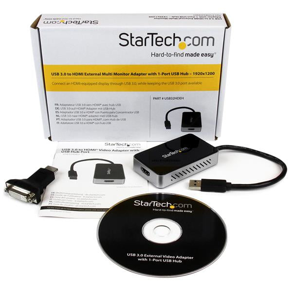USB 3 to HDMI Adapter w/1-Port USB Hub