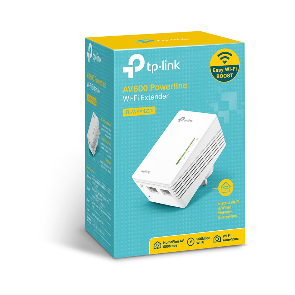 TP-LINK AV600 2-port Powerline WiFi Extender 500Mbps Powerline datarate 300Mbps wireleses N Plug and Play 2 fast ethernet port