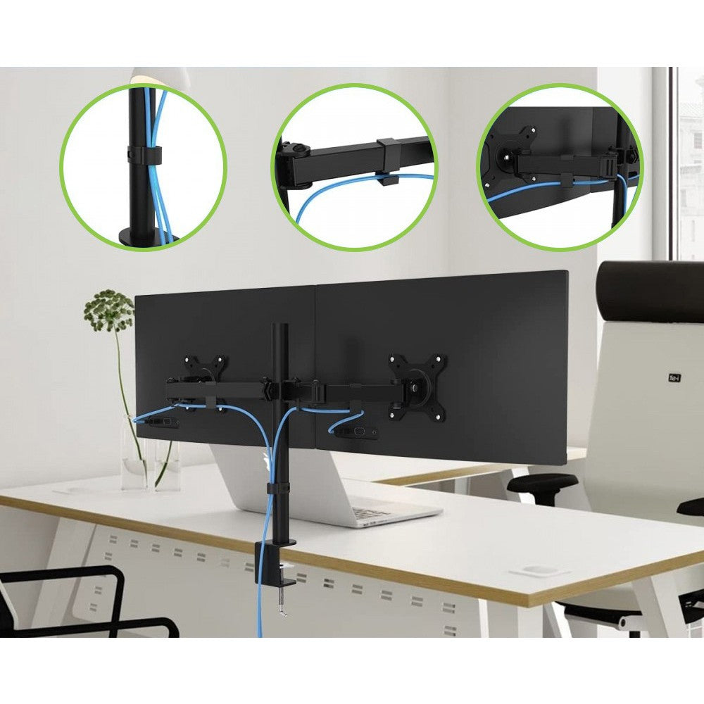 Techly ICA-LCD 482-D Support de Moniteur Double 13-27” LCD 10kg Bureau Rotatif