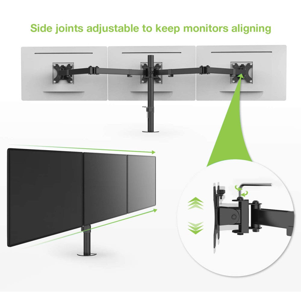 Techly ICA-LCD 482-T Support de 3 Moniteurs 13-24” LCD 10kg Bureau Rotatif