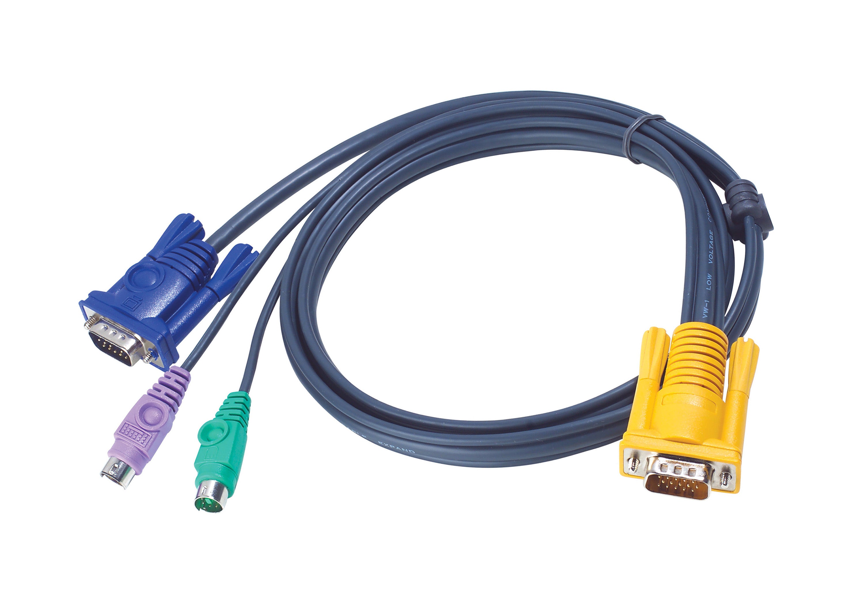 ATEN Câble KVM 3m PS/2 avec SPHD 3 en 1 - 3 m - PS/2 - PS/2 - VGA - Noir - HDB-15 + 2 x PS/2