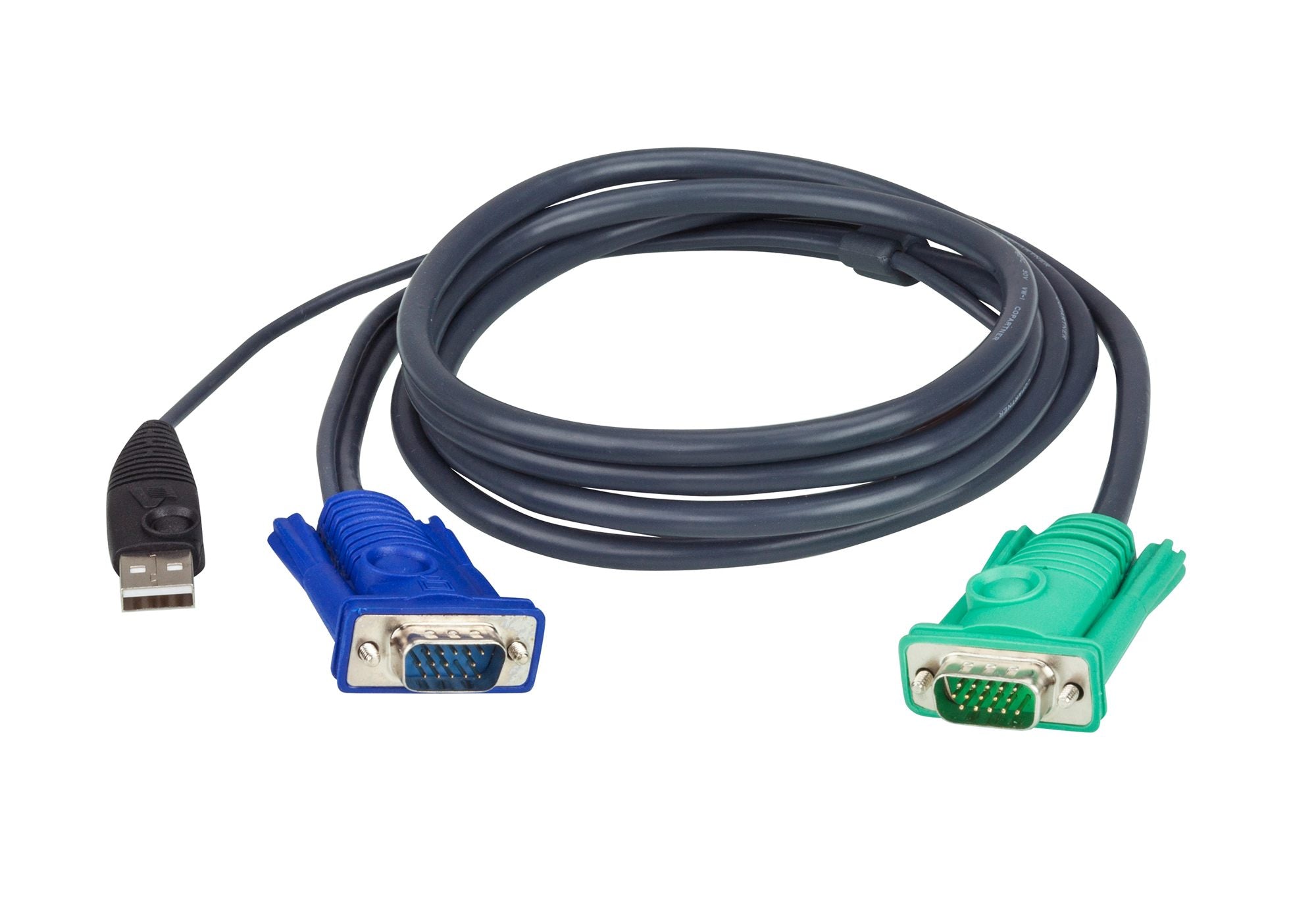 ATEN Câble KVM USB 1,8m avec SPHD 3 en 1 - 1,8 m - VGA - Noir - HDB-15 + USB A - SPHD-15 - Mâle