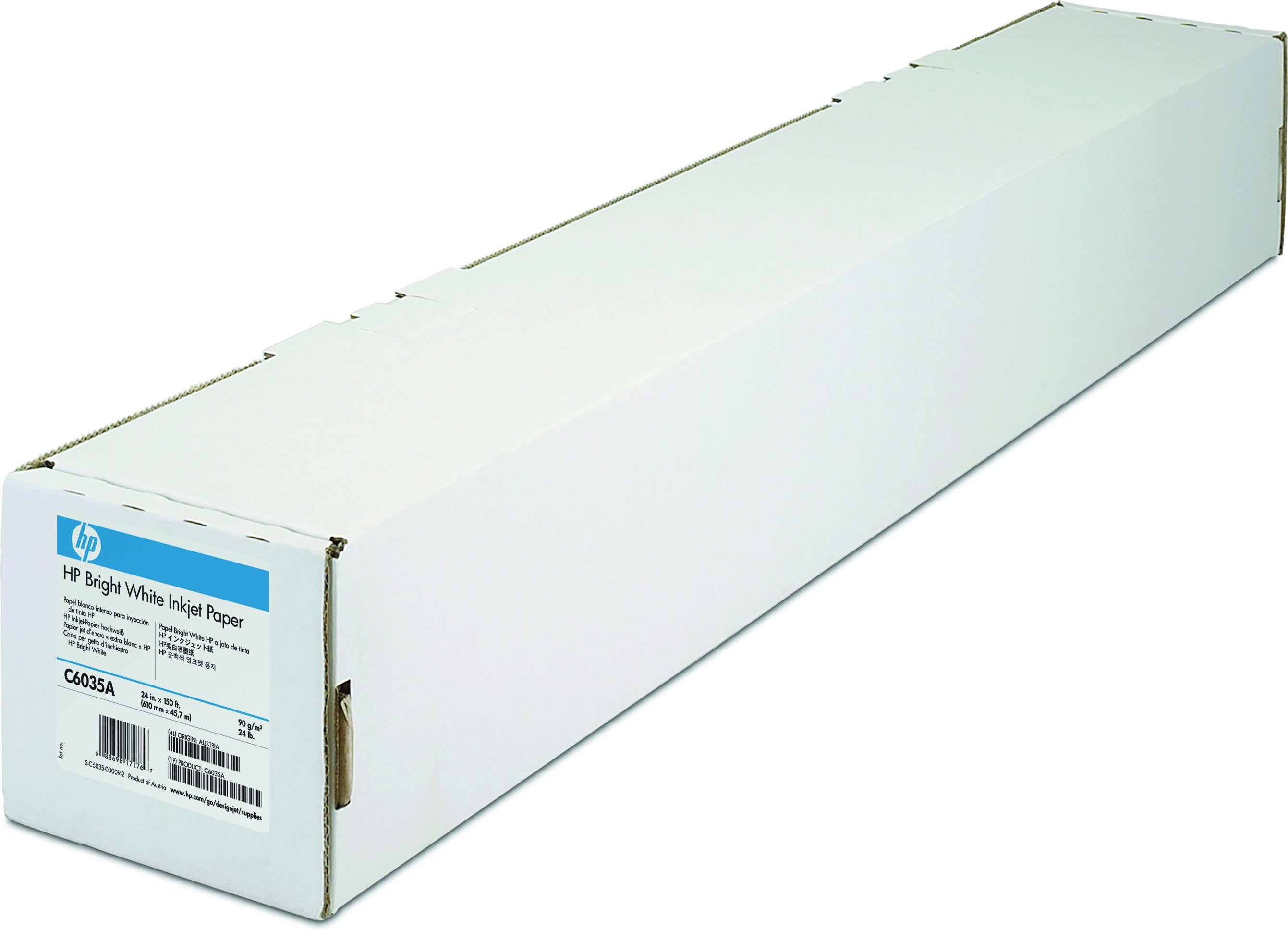 HP BRIGHT blanc Papier blanc brillant inkjet 90g/m2 610mm x 45.7m 1 rouleau pack de 1