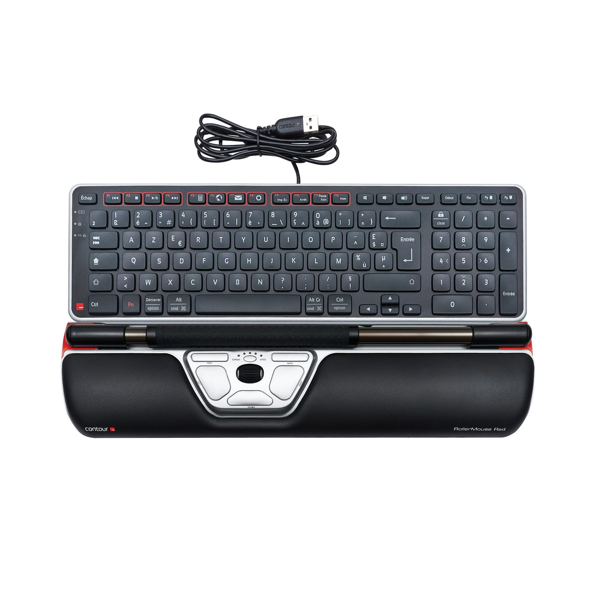CONTOUR DESIGN Souris centrée RollerMouse Red filaire