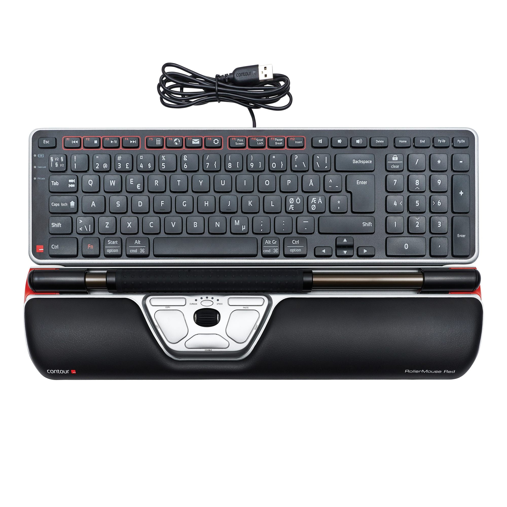 CONTOUR DESIGN Souris centrée RollerMouse Red filaire
