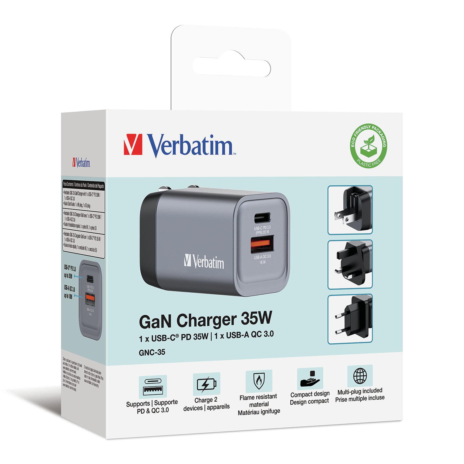 GNC-35 GaN Charger 2 Port 35W USB A/C E