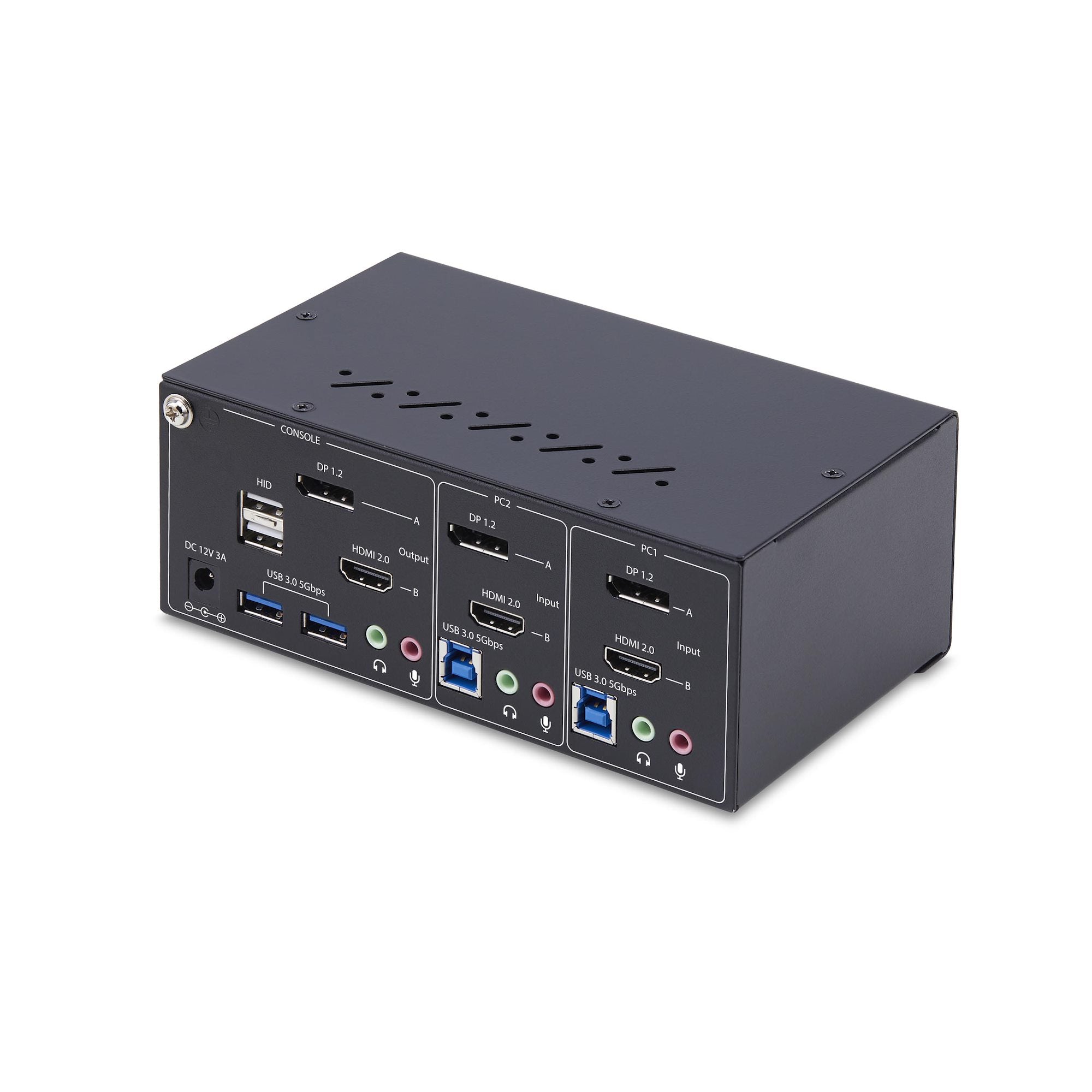 2-Port Dual-Monitor DP+HDMI KVM Switch