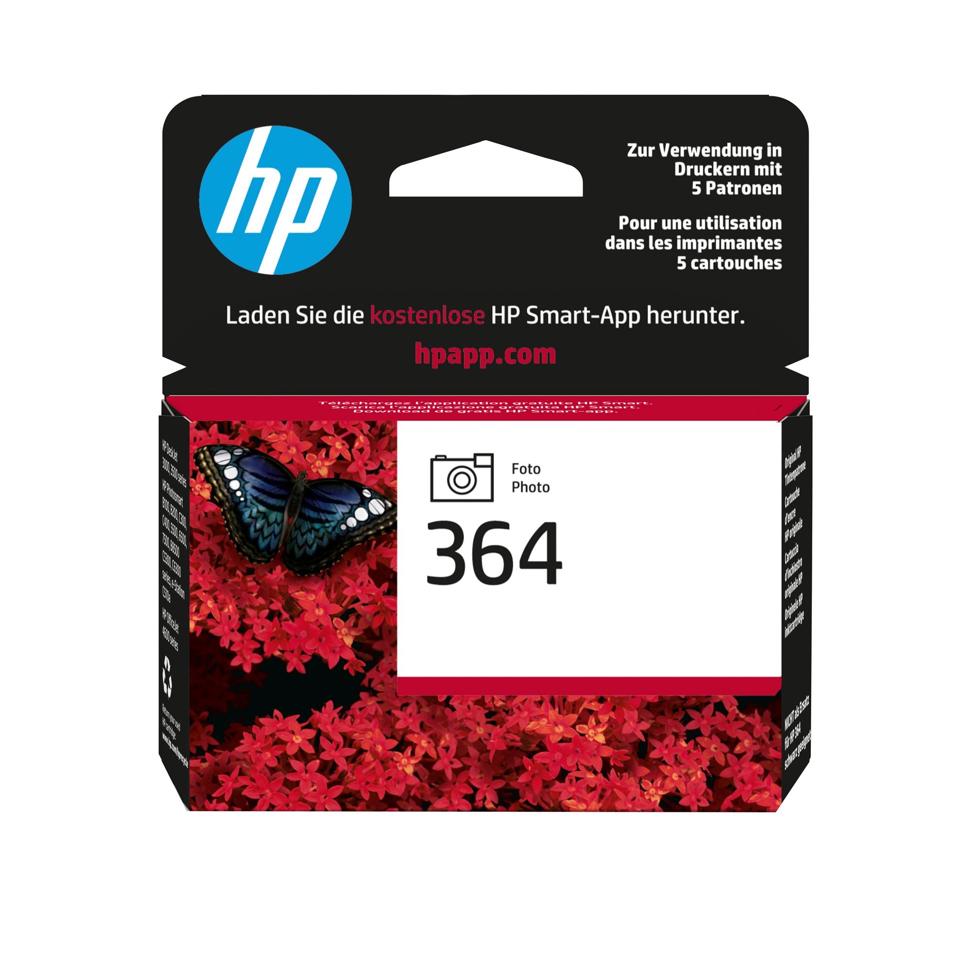 HP 364 original Ink cartridge CB317EE 301 photo black standard capacity 3ml 1-pack Blister multi tag